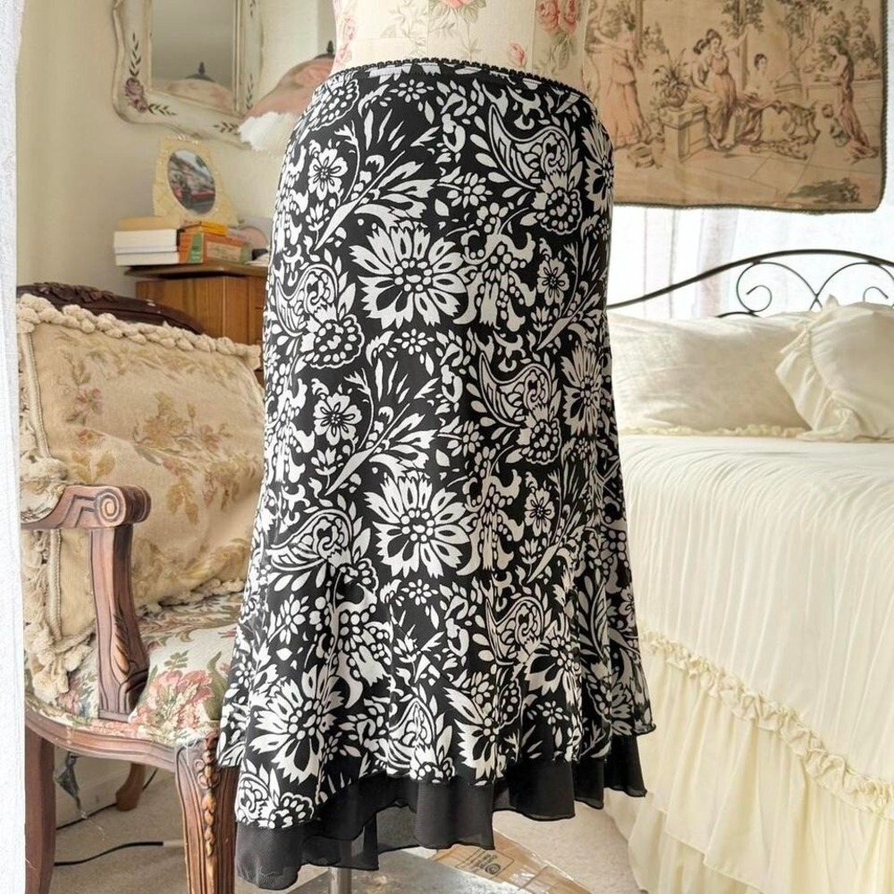 wrapper‎ black floral y2k skirt womens large